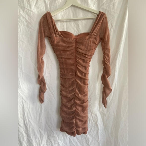 PRIVY long sleeve glitter mini dress in dusty mauve Size Small - Picture 16 of 16